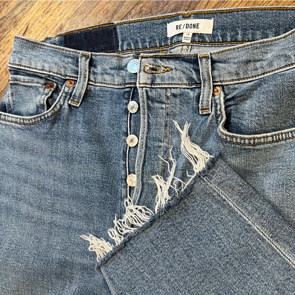 RE/DONE 705 Stove Pipe Stretch Denim Button Fly Jeans